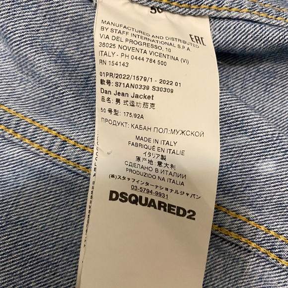 Dsquared2 Dan Distressed White Paint Wash Jean Jacket Size L - Picture 9 of 11